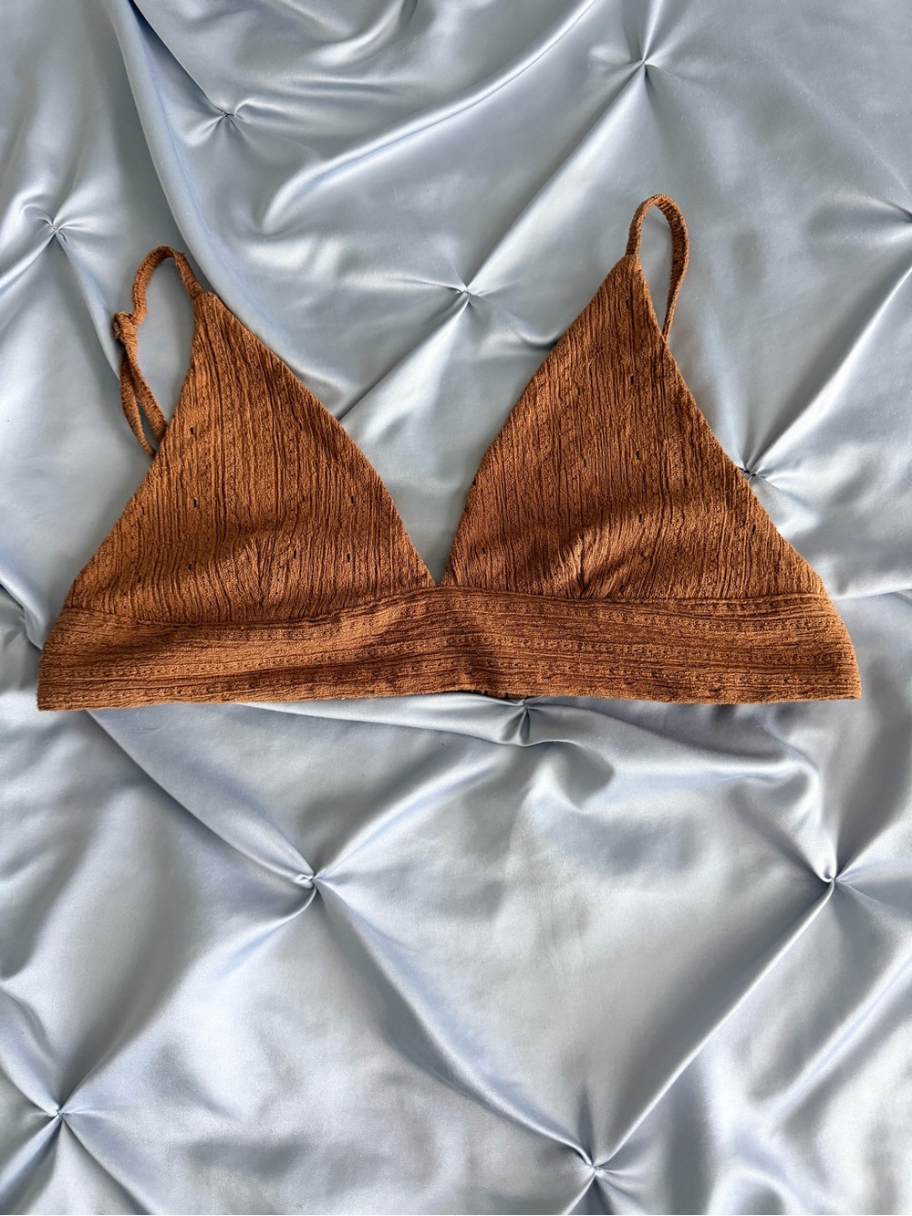 Zara Textured Triangle Bralette in Rust